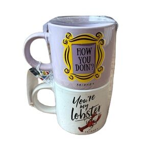 Friends TV Show You're My Lobster Coffee Cup Mugs "How You Doin" Set Of 2 NEW